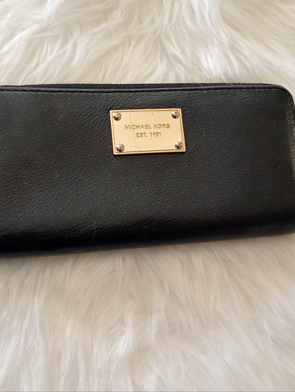 Michael Kors | Black Leather Wallet with Gold Plaque